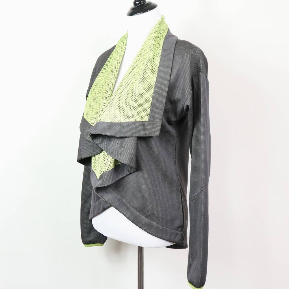 Fabletics Size S Burnside Shrug Open Draped Top Citron Green Gray